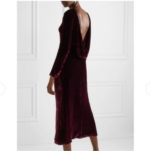 SALONI Burgundy Velvet Midi Dress